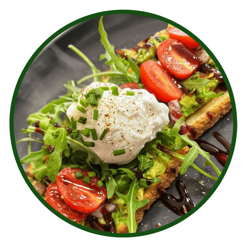 avocado toast with a poached egg on top
